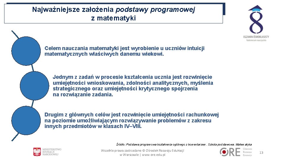 Najważniejsze założenia podstawy programowej z matematyki Celem nauczania matematyki jest wyrobienie u uczniów intuicji Najważniejsze założenia podstawy programowej z matematyki Celem nauczania matematyki jest wyrobienie u uczniów intuicji