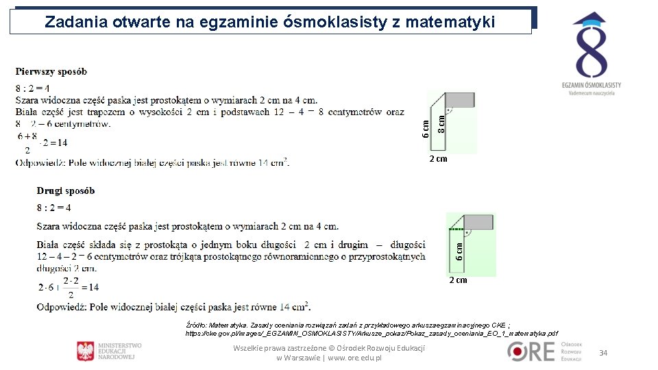 8 cm 6 cm Zadania otwarte na egzaminie ósmoklasisty z matematyki 6 cm 2