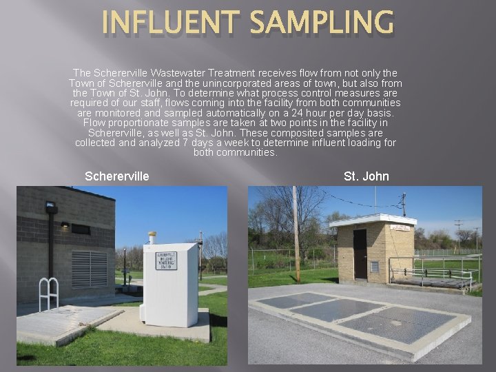 INFLUENT SAMPLING The Schererville Wastewater Treatment receives flow from not only the Town of