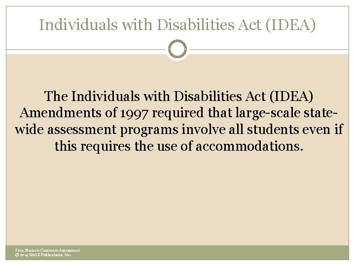 Individuals with Disabilities Act (IDEA) The Individuals with Disabilities Act (IDEA) Amendments of 1997