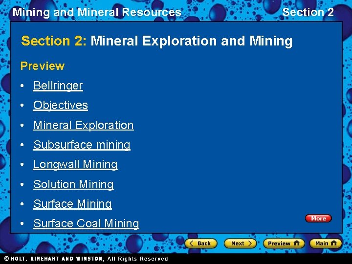 Mining and Mineral Resources Section 2: Mineral Exploration and Mining Preview • Bellringer •