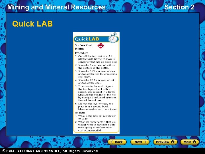 Mining and Mineral Resources Quick LAB Section 2 