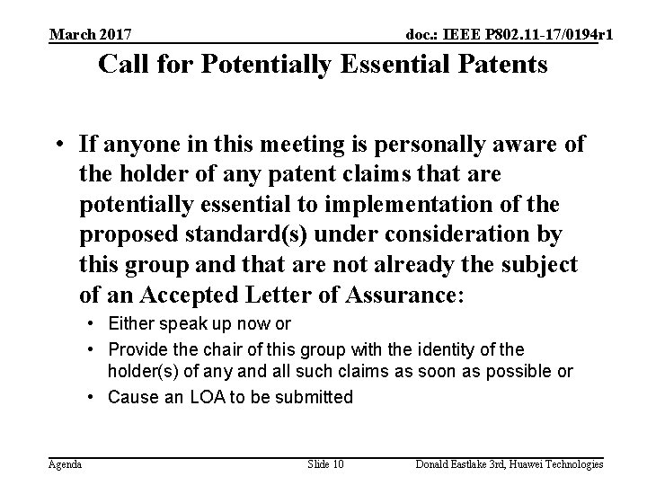 March 2017 doc. : IEEE P 802. 11 -17/0194 r 1 Call for Potentially