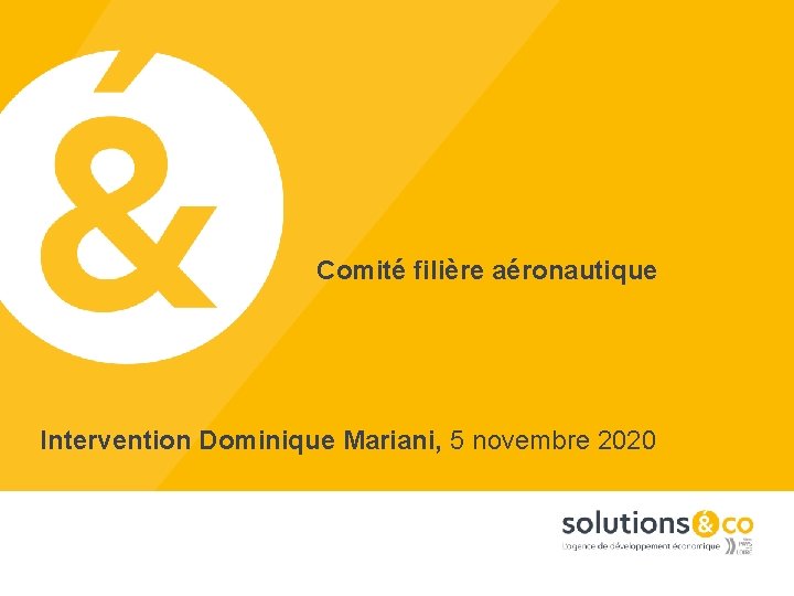 Comité filière aéronautique Intervention Dominique Mariani, 5 novembre 2020 
