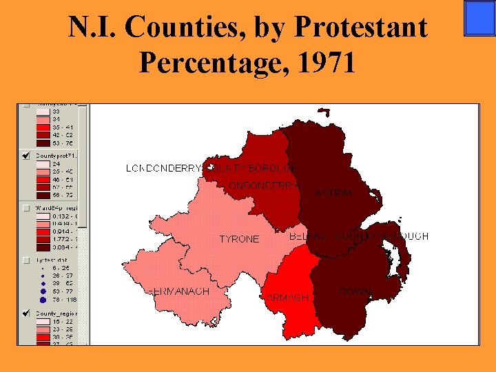 N. I. Counties, by Protestant Percentage, 1971 
