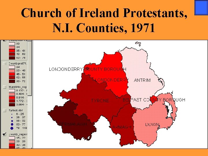 Church of Ireland Protestants, N. I. Counties, 1971 
