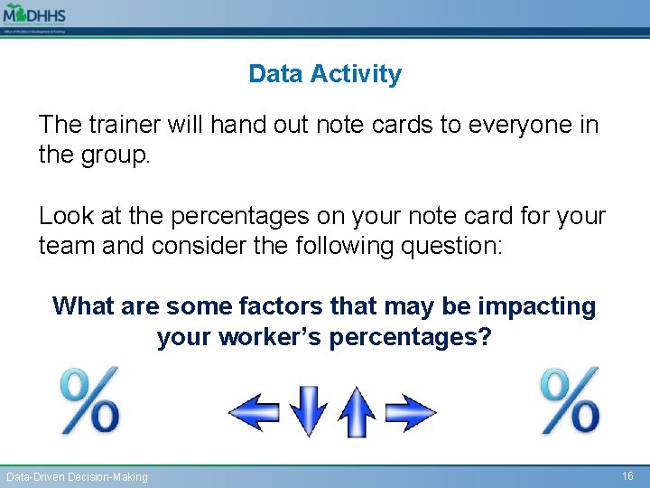 Data Activity The trainer will hand out note cards to everyone in the group.