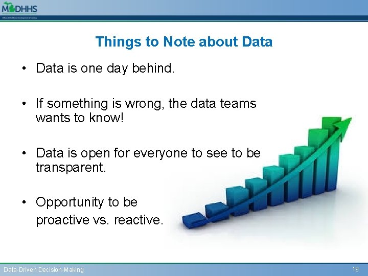 Things to Note about Data • Data is one day behind. • If something