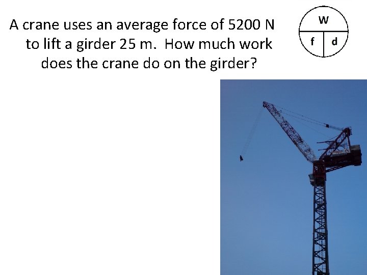 A crane uses an average force of 5200 N to lift a girder 25