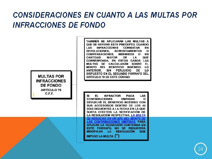 CONSIDERACIONES EN CUANTO A LAS MULTAS POR INFRACCIONES DE FONDO 24 