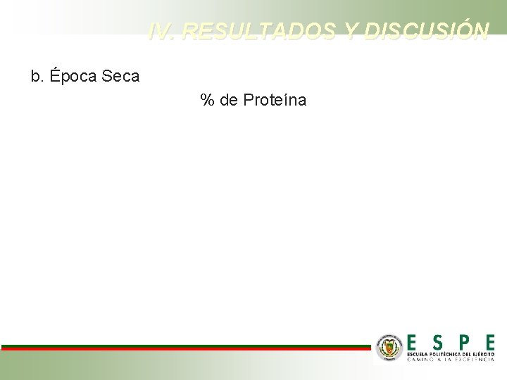 IV. RESULTADOS Y DISCUSIÓN b. Época Seca % de Proteína 