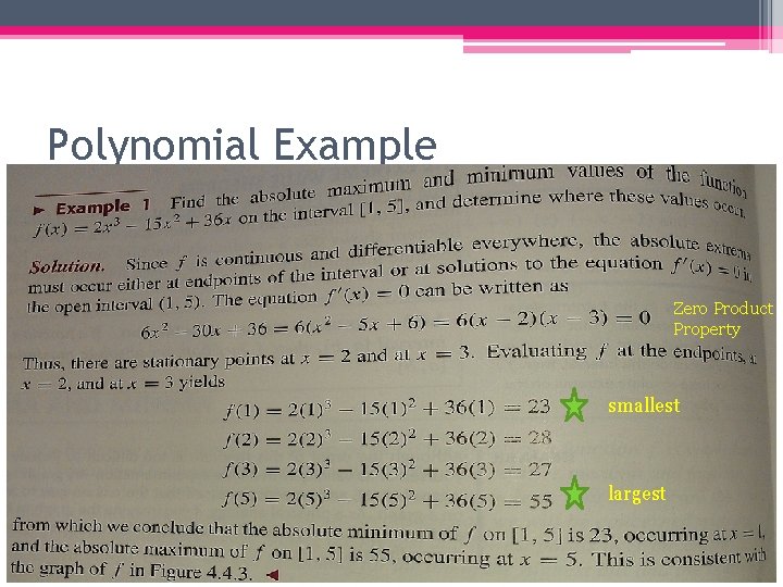 Polynomial Example Zero Product Property smallest largest 