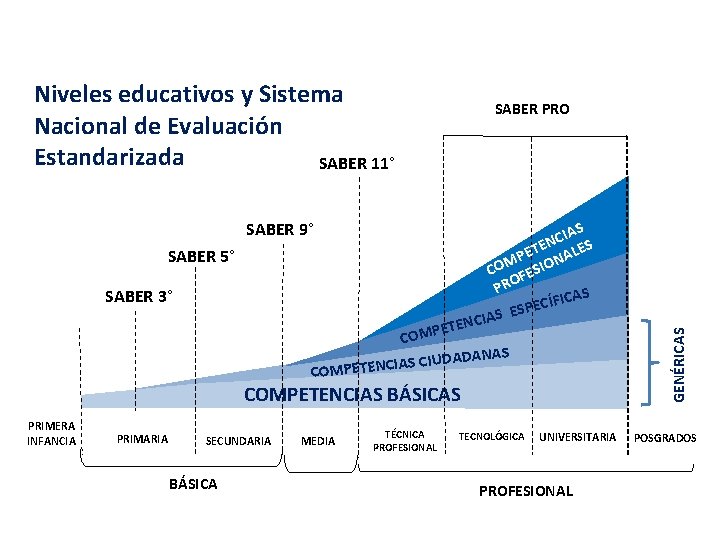 Niveles educativos y Sistema Nacional de Evaluación Estandarizada SABER 11° SABER PRO SABER 5°