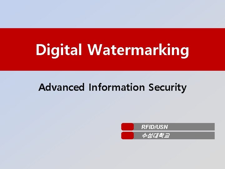 Digital Watermarking Advanced Information Security RFID/USN 수성대학교 