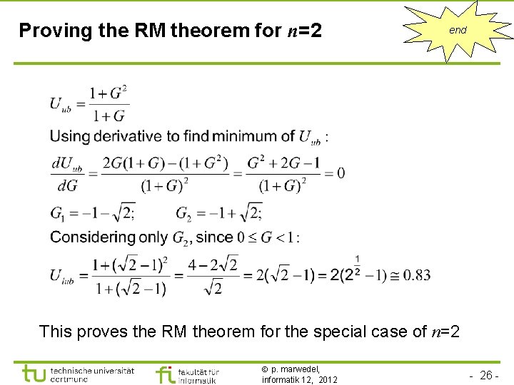 Proving the RM theorem for n=2 end This proves the RM theorem for the