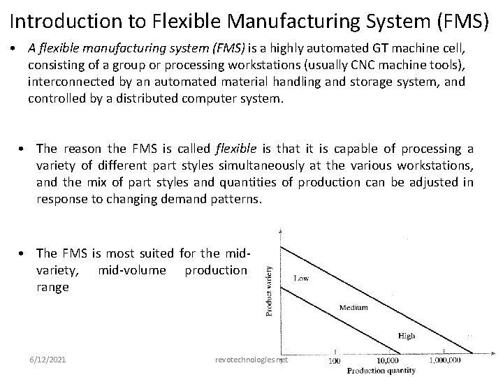 Introduction to Flexible Manufacturing System (FMS) • A flexible manufacturing system (FMS) is a