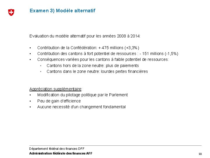 Examen 3) Modèle alternatif Evaluation du modèle alternatif pour les années 2008 à 2014: