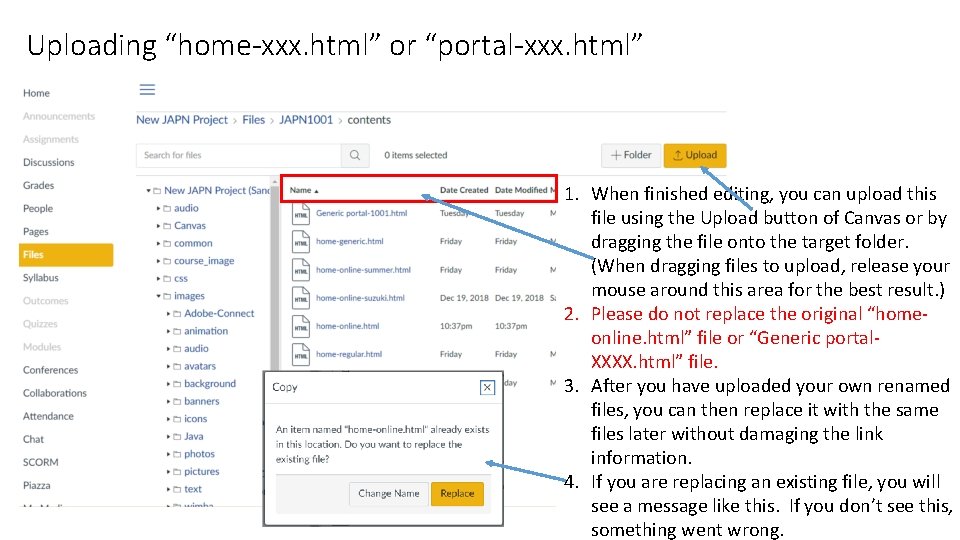 Uploading “home-xxx. html” or “portal-xxx. html” 1. When finished editing, you can upload this Uploading “home-xxx. html” or “portal-xxx. html” 1. When finished editing, you can upload this