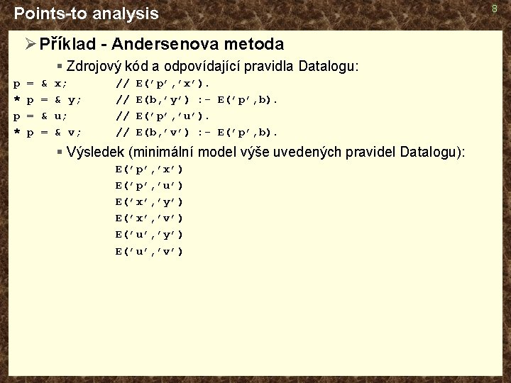 Pointsto Analysis Alias Analysis Pointsto Analysis V Dynamick
