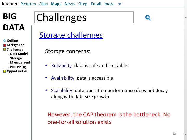 Internet Pictures Clips Maps News Shop Email more BIG DATA Outline Background Challenges. Data