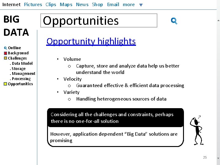 Internet Pictures Clips Maps News Shop Email more BIG DATA Outline Background Challenges. Data