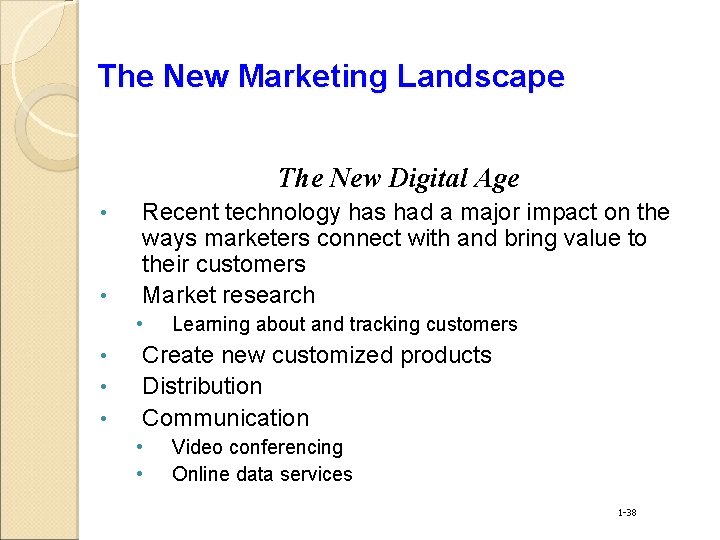 The New Marketing Landscape The New Digital Age • • Recent technology has had