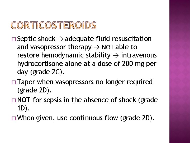 shock → adequate fluid resuscitation and vasopressor therapy → NOT able to restore hemodynamic