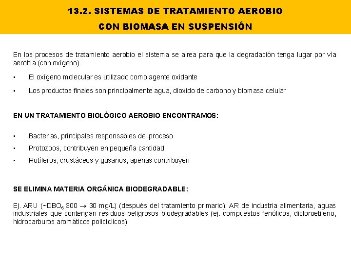 TEMA 13 PROCESOS DE TRATAMIENTO DE EFLUENTES LQUIDOS