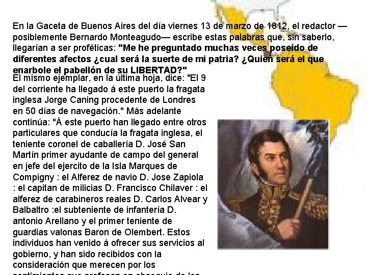 En la Gaceta de Buenos Aires del día viernes 13 de marzo de 1812,