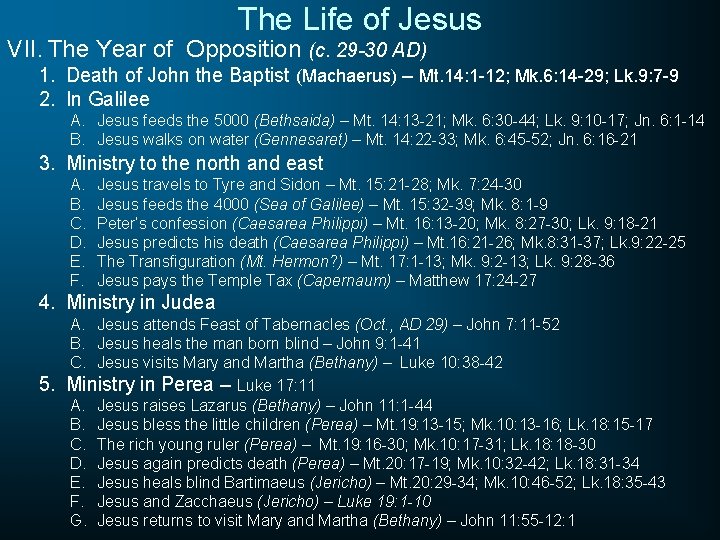 The Life of Jesus VII. The Year of Opposition (c. 29 -30 AD) 1.
