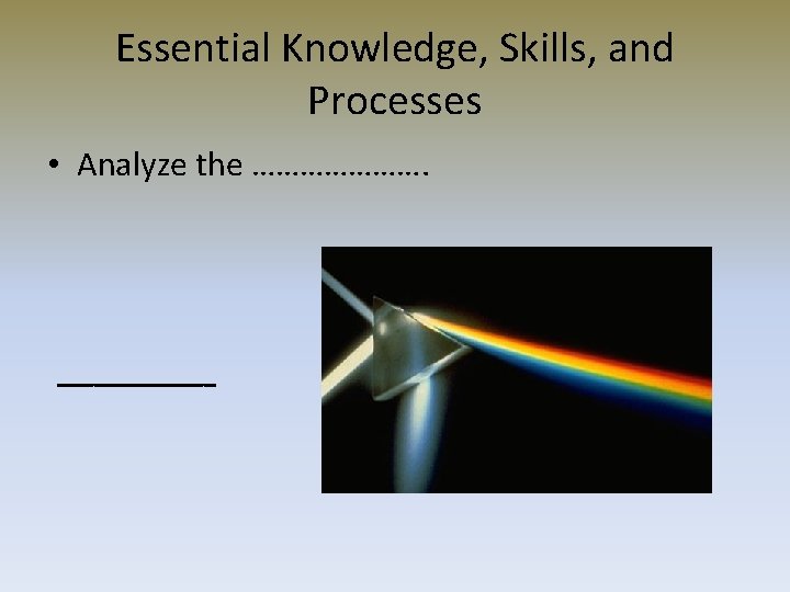 Essential Knowledge, Skills, and Processes • Analyze the …………………. _______ 