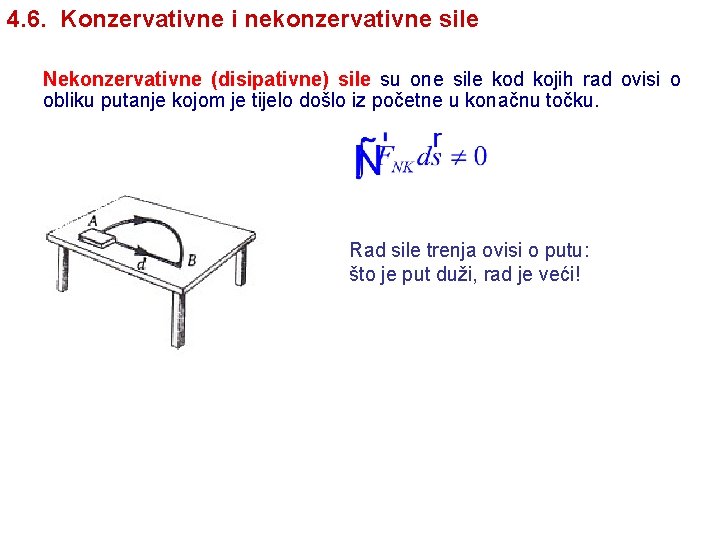 4. 6. Konzervativne i nekonzervativne sile Nekonzervativne (disipativne) sile su one sile kod kojih 4. 6. Konzervativne i nekonzervativne sile Nekonzervativne (disipativne) sile su one sile kod kojih