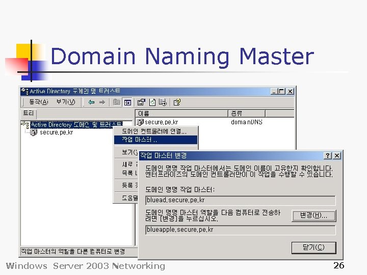 Domain Naming Master Windows Server 2003 Networking 26 