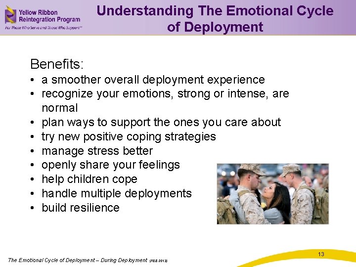 Understanding The Emotional Cycle of Deployment Benefits: • a smoother overall deployment experience •