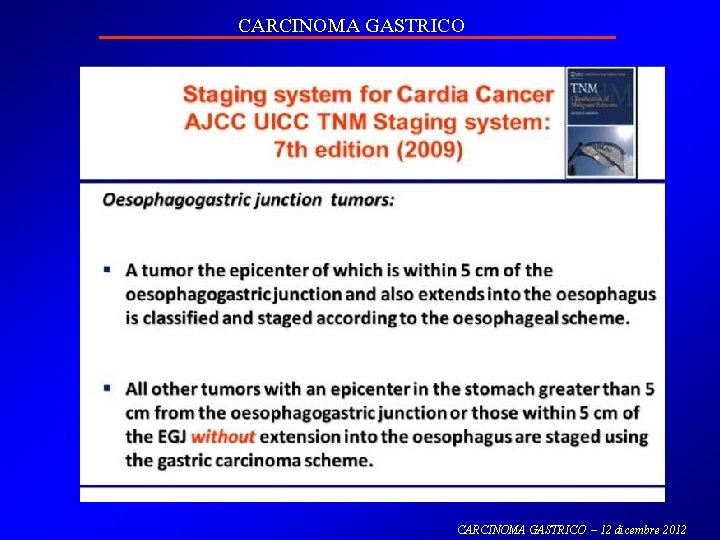 CARCINOMA GASTRICO – 12 dicembre 2012 