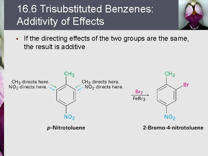 16. 6 Trisubstituted Benzenes: Additivity of Effects § If the directing effects of the