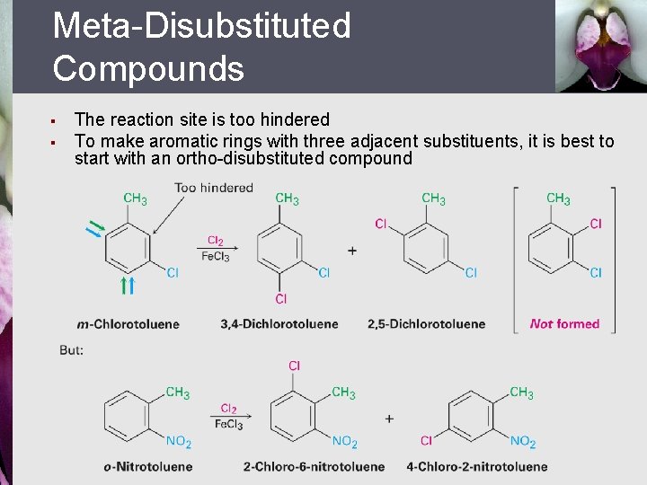 Meta-Disubstituted Compounds § § The reaction site is too hindered To make aromatic rings