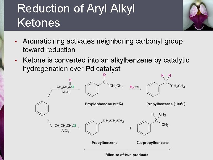 Reduction of Aryl Alkyl Ketones § § Aromatic ring activates neighboring carbonyl group toward