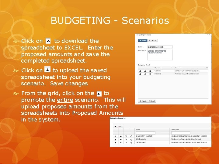 BUDGETING - Scenarios Click on to download the spreadsheet to EXCEL. Enter the proposed