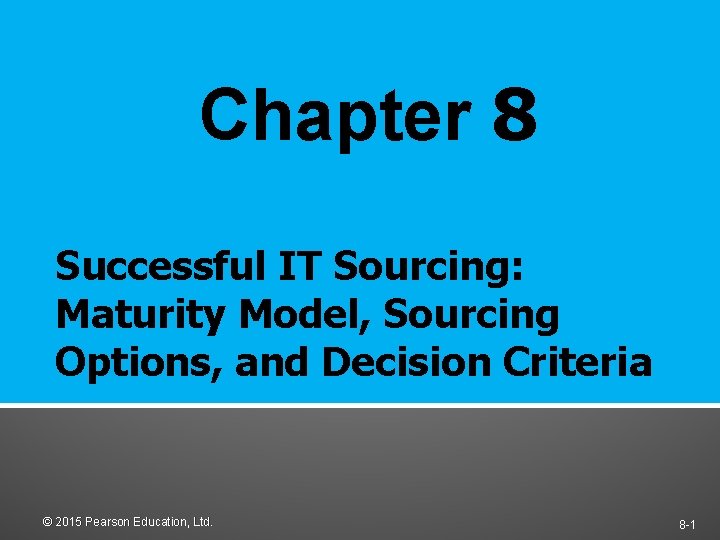 Chapter 8 Successful IT Sourcing: Maturity Model, Sourcing Options, and Decision Criteria © 2015