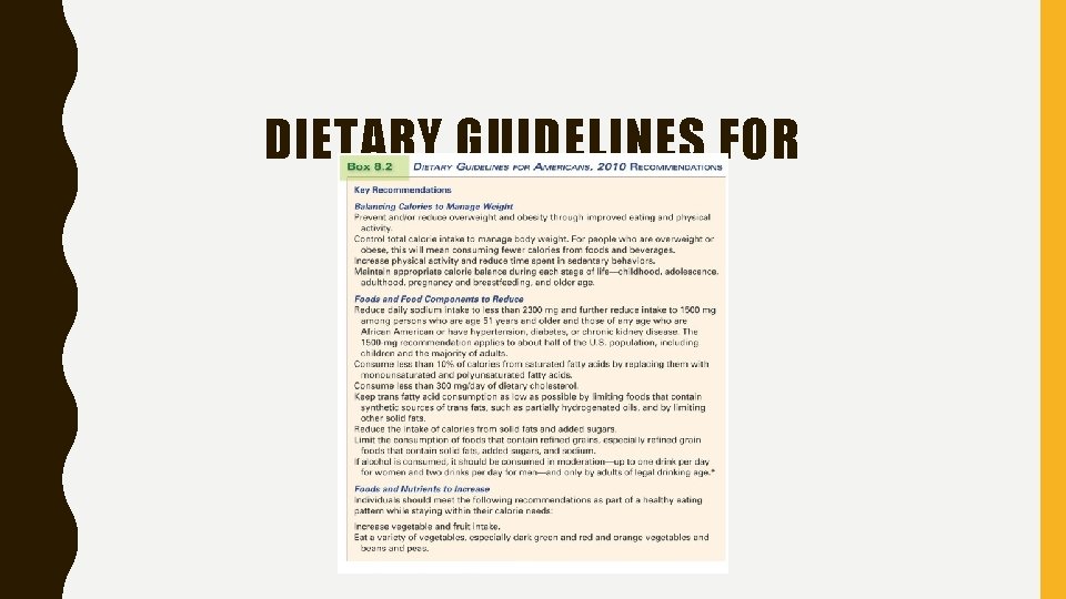 DIETARY GUIDELINES FOR AMERICANS 