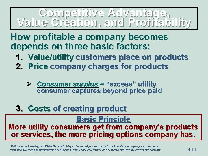 Competitive Advantage, Value Creation, and Profitability How profitable a company becomes depends on three