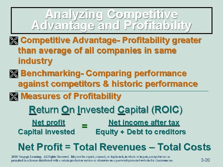 Analyzing Competitive Advantage and Profitability Ì Competitive Advantage- Profitability greater than average of all