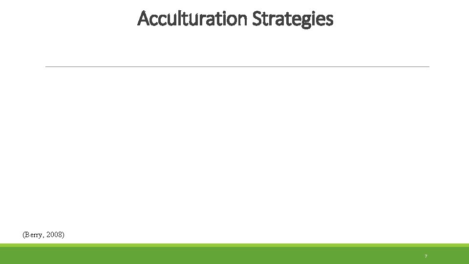 Acculturation Strategies (Berry, 2008) 7 Acculturation Strategies (Berry, 2008) 7