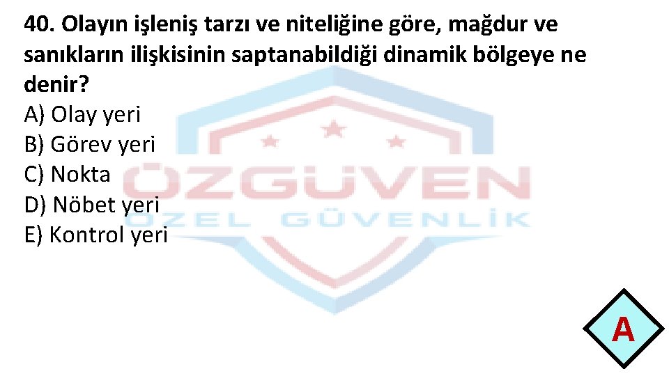 40. Olayın işleniş tarzı ve niteliğine göre, mağdur ve sanıkların ilişkisinin saptanabildiği dinamik bölgeye