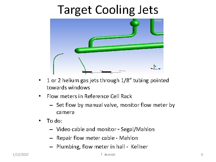 Target Cooling Jets • 1 or 2 helium gas jets through 1/8” tubing pointed