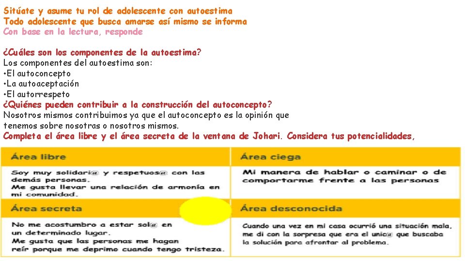 Sitúate y asume tu rol de adolescente con autoestima Todo adolescente que busca amarse