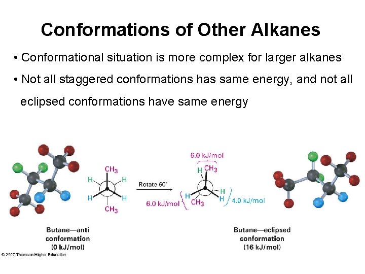 Conformations of Other Alkanes • Conformational situation is more complex for larger alkanes •