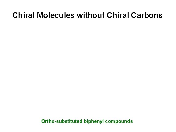 Chiral Molecules without Chiral Carbons Ortho-substituted biphenyl compounds 