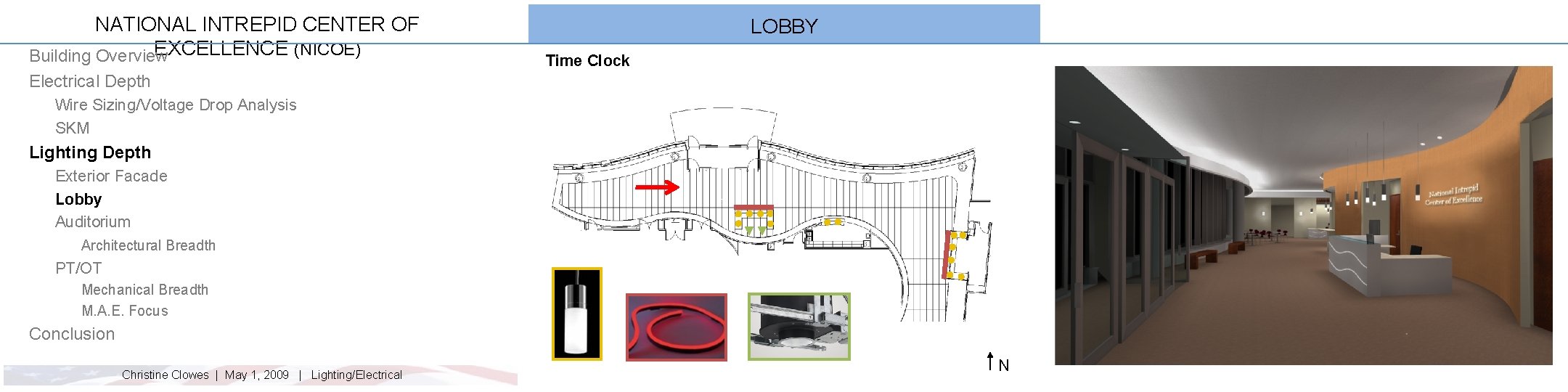 NATIONAL INTREPID CENTER OF EXCELLENCE (NICOE) Building Overview LOBBY Time Clock Electrical Depth Wire